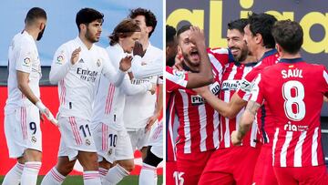 Los jugadores del Real Madrid y del Atl&eacute;tico celebran un gol de Asensio y otro de Luis Su&aacute;rez.