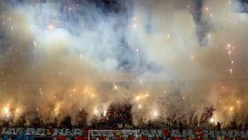 Cologne (Germany), 04/12/2024.- Cologne fans perform a tifo prior the German DFB Cup round of sixteen soccer match between Cologne and Hertha Berlin in Cologne, Germany, 04 December 2024. (Alemania, Colonia) EFE/EPA/CHRISTOPHER NEUNDORF CONDITIONS - ATTENTION: The DFB regulations prohibit any use of photographs as image sequences and/or quasi-video.