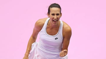 Georgina García celebra uno de sus puntos en la Fed Cup.