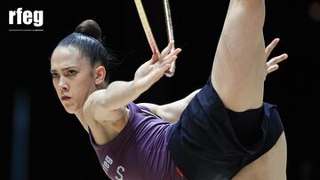 La española Polina Berezina durante los Europeos de gimnasia rítmica.