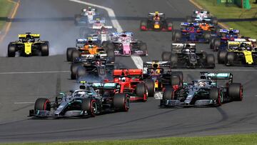 Bottas adelantó a Hamilton en la salida. (Australia, F1 2019).
