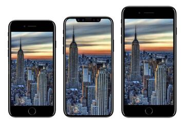 El terminal situado en medio sería el diseño más parecido al nuevo iPhone 8, según las fuentes