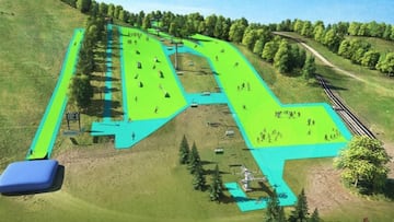 Pista de esquí sin nieve en Minnesota (Estados Unidos).