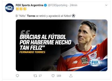 El mundo del deporte da las gracias a Fernando Torres