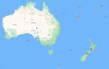 Mapa de Australia y Nueva Zelanda los dos países que acogen el Mundial de fútbol femenino.