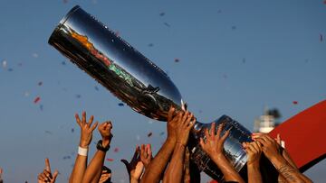 Futbol, Palestino vs Audax Italiano
Final de la Copa Chile 2018
Los jugadores de Palestino celebran la obtencion del titulo de Campeones de la Copa Chile 2018 tras el partido de vuelta contra Audax Italiano disputado en el estadio Municipal de La Cisterna en Santiago, Chile.
17/11/2018
Andres Pina/Photosport

Football, Palestino vs Audax Italiano
2018 Copa Chile Championship, final match. 
Palestino's players celebrate the Copa Chile Championship title after the second leg, final match, against Audax Italiano held at the La Cisterna stadium in Santiago, Chile.
17/11/2018
Andres Pina/Photosport