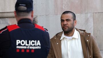 Brazilian soccer player Dani Alves arrives to appear in court after he was released from prison on bail in Barcelona, Spain, March 28, 2024. REUTERS/Nacho Doce
