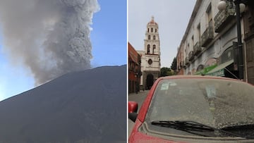 Así son las espectaculares imágenes de la caída de ceniza del volcán Popocatépetl en Puebla