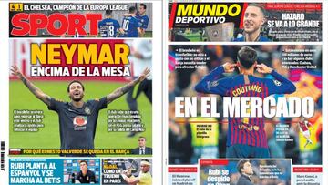 Portadas de los diarios Sport y Mundo Deportivo del día 30 de mayo de 2019.