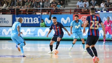 Fits, Matheus, Raúl Gómez y Ortiz en el segundo partido de semifinales en los playoffs por la liga en el Jorge Garbajosa.