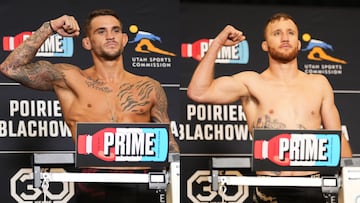 Dustin Poirier y Justin Gaethje en el pesaje del UFC 291.