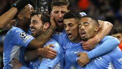 Soccer Football - Champions League - Group A - Manchester City v Paris St Germain - Etihad Stadium, Manchester, Britain - November 24, 2021 Manchester City&#039;s Gabriel Jesus celebrates scoring their second goal with teammates REUTERS/Craig Brough