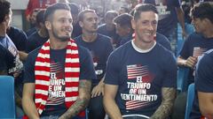 Sa&uacute;l y Fernando Torres, celebrando la Europa League 2018 ganada por el Atl&eacute;tico.