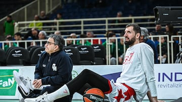 Nikola Mirotic, ala-pívot del Armani Milán, el pasado 31 de enero en el OAKA en su regreso a la Euroliga tras 12 jornadas de ausencia por lesión.