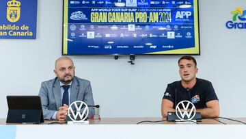 El consejero de Turismo, Carlos Álamo, y Javier Macias, coordinador de la prueba, presentaron las novedades de la Gran Canaria Pro-AM.