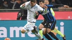 Jeison Murillo ante la Lazio el pasado fin de semana. El Inter perdi&oacute; en condici&oacute;n de local 1-2 por la fecha 17 de la Serie A