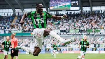 Ibrahim Diabate celebra un gol con GAIS. (Instagram Diabate)