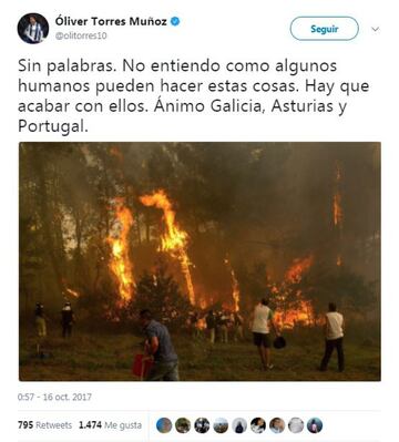 La solidaridad del mundo del deporte con los incendios de Galicia, Asturias y Portugal