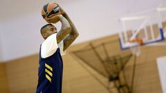 Trey Thompkins, en el entrenamiento de este mi&eacute;rcoles.