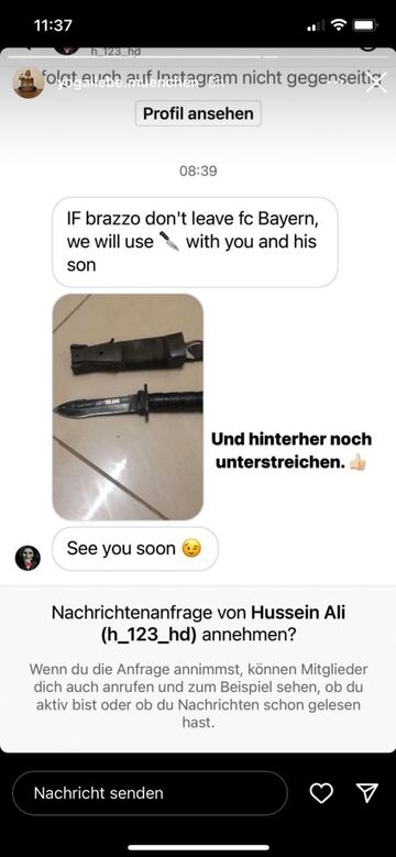 Esther Copado, mujer de Hasan Salihamidzic, director deportivo del Bayern de Múnich, denuncia amenazas de muerte por parte de los aficionados a través de las redes sociales.