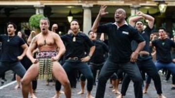 Jonah Lomu, en un acto de los All Blacks en el pasado Mundial.