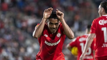 Brian Garcia celebrates his goal 1-2 of Toluca during the 13th round match between Pachuca and Toluca as part of the Torneo Clausura 2024 Liga BBVA MX at Hidalgo Stadium on March 30, 2024 in Pachuca, Hidalgo, Mexico.