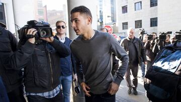 21/02/17 ATLETICO DE MADRID LLEGADA A LOS JUZGADOS DE MAJADAHONDA JUICIO POR PRESUNTA AGRESION ENTRE LUCAS HERNANDEZ Y NOVIA