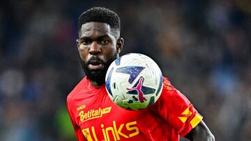 GENOA, ITALY - NOVEMBER 12: Samuel Umtiti of Lecce is seen in action during the Serie A match between UC Sampdoria and US Lecce at Stadio Luigi Ferraris on November 12, 2022 in Genoa, Italy. (Photo by Simone Arveda/Getty Images)