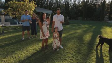NBA star Stephen Curry with wife Ayesha and their daughters Riley (age 4) & Ryan (age 1) are all smiles as they get a first look at their family's new playhouse.