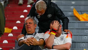 Aficionados de Alemania, devastados por la derrota ante Portugal.