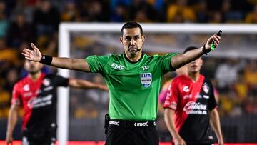 Referee Cesar Arturo Ramos during the 8th round match between Tigres UANL and Atlas as part of the Torneo Clausura 2024 Liga BBVA MX at Universitario Stadium on February 24, 2024 in Monterrey, Nuevo Leon, Mexico.