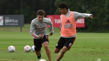 Jorge Carrascal durante un entrenamiento con River Plate.