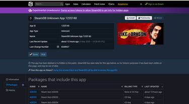 Yakuza: Like a Dragon aparece listado en Steam