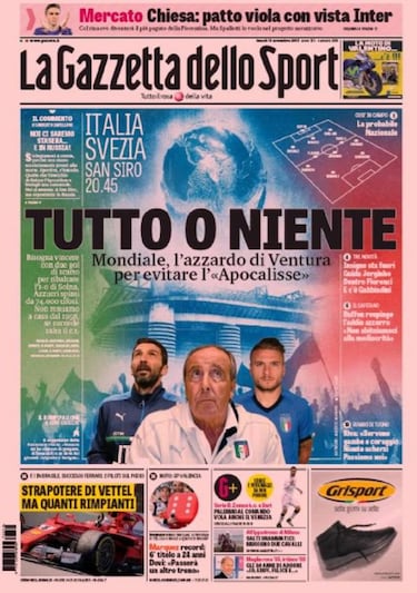 La prensa italiana quiere "evitar el apocalipsis" ante Suecia