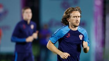 Luka Modric, centrocampista del Real Madrid, en un entrenamiento con Croacia durante el Mundial.