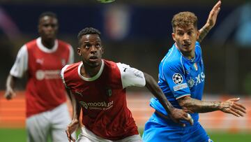 Cristian Borja, titular con Braga en derrota ante Napoli