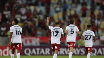 Soccer Football - Copa Libertadores - Group H - Flamengo v Sporting Cristal - Estadio do Maracana, Rio de Janeiro, Brazil - May 25, 2022 Sporting Cristal's Christofer Gonzales celebrates scoring their first goal REUTERS/Sergio Moraes