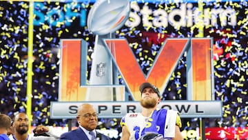 INGLEWOOD, CALIFORNIA - FEBRUARY 13: Cooper Kupp #10 of the Los Angeles Rams celebrates after Super Bowl LVI at SoFi Stadium on February 13, 2022 in Inglewood, California. The Los Angeles Rams defeated the Cincinnati Bengals 23-20.   Kevin C. Cox/Getty Images/AFP
== FOR NEWSPAPERS, INTERNET, TELCOS & TELEVISION USE ONLY ==