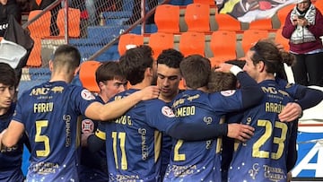 Tercer gol de Unionistas en su partido ante el Lugo. Mounir.