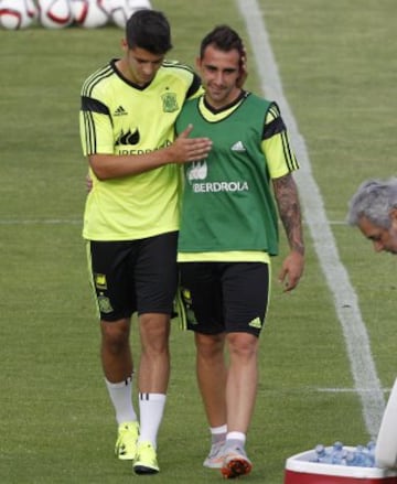 Morata Y Paco Alcácer en un entrenamiento de la Selección.