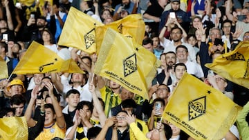 Afición del Kairat Almaty en la previa de Champions ante el Celtic que les llevó a la Fase Liga.