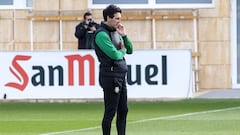 Unai Emery, en el entrenamiento de esta ma&ntilde;ana.