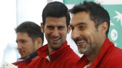 Djokovic, en la rueda de prensa del equipo serbio de Copa Davis.
