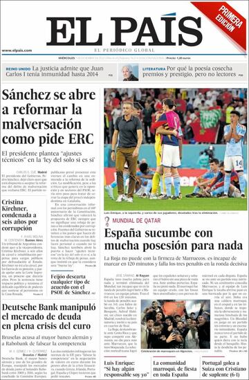 La eliminación de España protagonista en las portadas