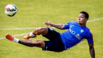 Memphis Depay, con la selecci&oacute;n de Holanda.