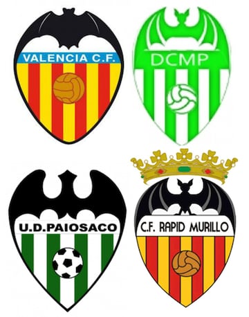 El escudo del Valencia levanta pasiones, al menos eso es lo que se desprende del n¨²mero de clubes que se inspiraron en ¨¦l para dise?ar el de esos equipos. El m¨¢s llamativo es el del club Motema Pembe, de Rep¨²blica del Congo. Aunque cambi¨® los colores el dise?o es id¨¦ntico cuando se fund¨®, en la actualidad ha cambiado y ya no tiene ese parecido. Otros clubes que se han inspirado en el escudo del equipo valencianista son el Rapid Murillo de La Rioja y el Paiosaco gallego.