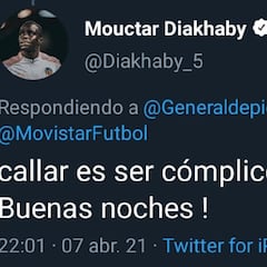 Diakhaby se dirige a la Liga: "Callar es ser cómplice"