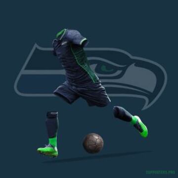 ¿Te imaginas cómo lucirían las camisetas de los 32 equipos de la NFL si fueran de fútbol? ¿Elegante el de los Halcones Marinos de Seattle?