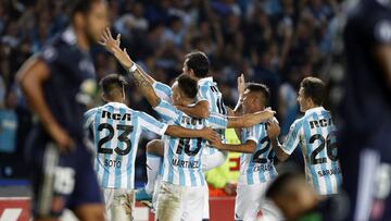 Buenos Aires 03 Mayo 2018, Argentina
Copa Libertadores de America
Racing Club vs Universidad de Chile en el Estadio Juan Domingo Peron.
Festejo de Gol Alejandro Donatti de Racing Club
Foto Ortiz Gustavo