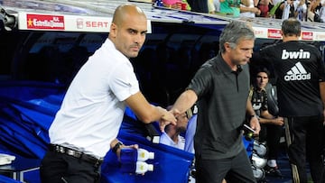 Mourinho y Guardiola se saludan con indiferencia en un Madrid-Barça.